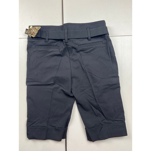 Courtenay Junior SMALL Sz 5 Black Bermuda Dress Shorts w/ Belt Loops Cuffed Hem - Picture 5 of 8
